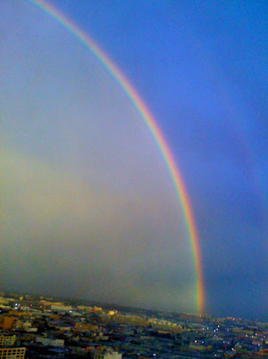 Rainbow over downtown